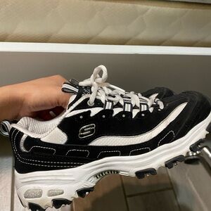 Skechers Black and White Athletic Shoes